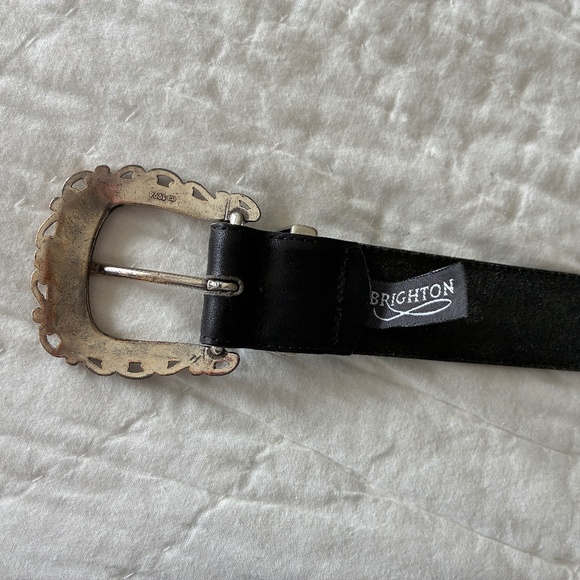 Vintage Brighton Black Leather Belt Sz M - Picture 3 of 6